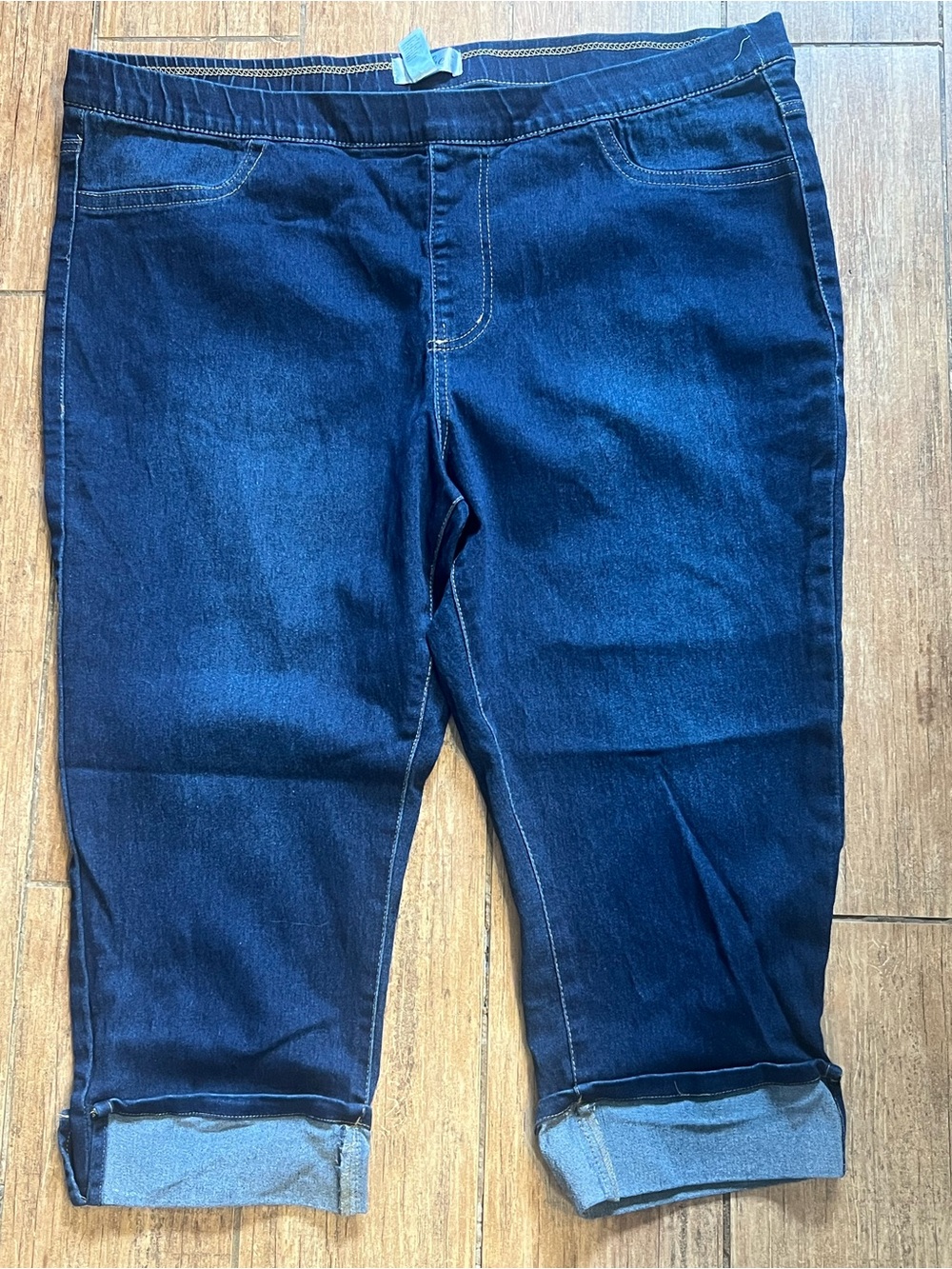just be Dark Blue Cropped Capri Jeans Plus Size